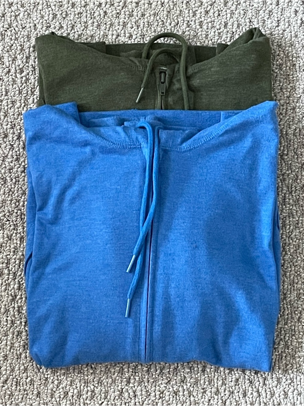 Set of 2 Old Navy Zip-Up Lightweight Sweatshirts in Blue and Olive